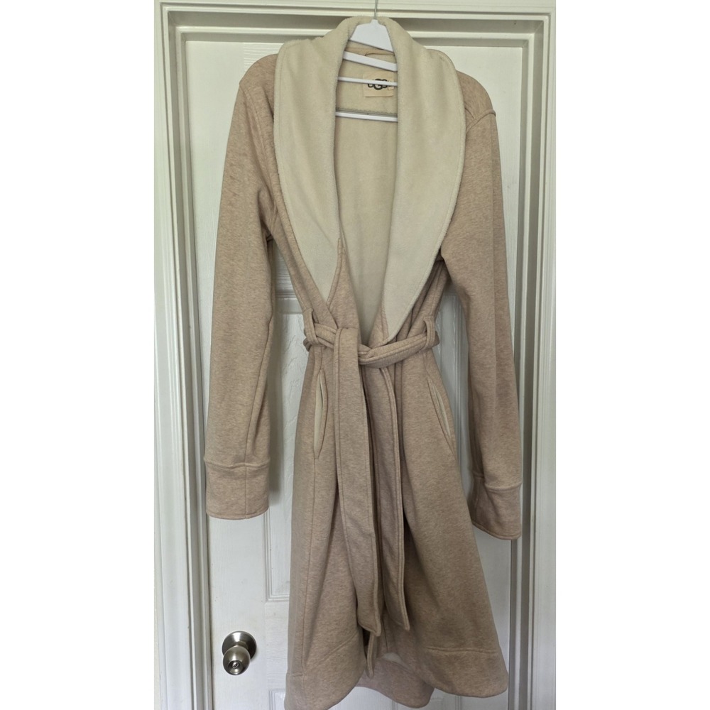 UGG Duffield II Robe Womens Oatmeal Heather Tan Fleece Lined Shawl Collar Robe
